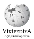 Wikipedia logo displaying the name "Wikipedia" and its slogan: "The Free Encyclopedia" below it, in Azerbaijani