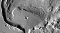 Delta in Rahe crater, as seen by CTX camera. Note: this is an enlargement from the previous image of Rahe Crater.