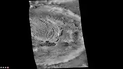 Spallanzani Crater with layers, as seen by CTX camera (on Mars Reconnaissance Orbiter).