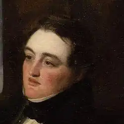 Painting of James as a young man, cropped from a larger painting