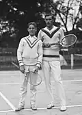Bill Tilden at the court with his protégé Sandy Wiener in 1923