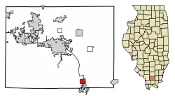 Location of Creal Springs in Williamson County, Illinois.