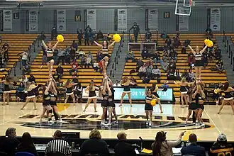 Milwaukee cheerleaders performing at a women's basketball game, 2022