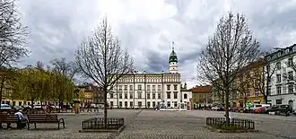 Wolnica Square, NE part of the former main market square of the city of Kazimierz and old city hall.