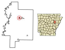 Location of Patterson in Woodruff County, Arkansas.