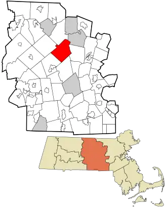 Location in Worcester County and the state of Massachusetts.