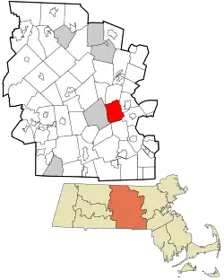 Location in Worcester County and the state of Massachusetts