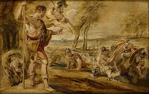 Cadmus sowing dragon's teeth; workshop of Peter Paul Rubens, 17th century