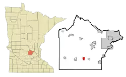Location of the city of Waverly within Wright County, Minnesota