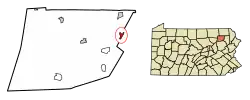 Location of Factoryville in Wyoming County, Pennsylvania