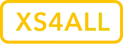 XS4ALL written in yellow letters with a yellow frame