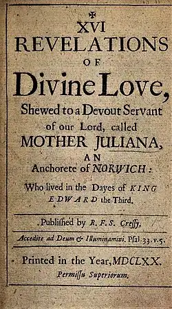 frontispiece of 1670 edition of Revelations of Divine Love