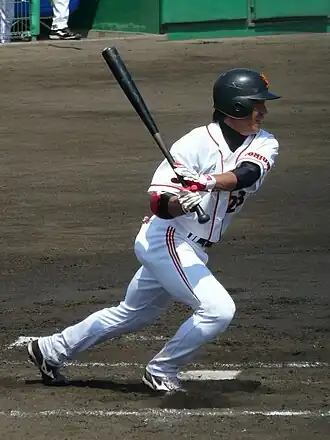 Ryota Wakiya, infielder of the Yomiuri Giants, at Yokkaichi Kasumigaura Baseball Stadium in 2009