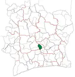 Location in Ivory Coast. Yamoussoukro Department has had these boundaries since 2009.