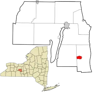 Location in Yates County and the state of New York.