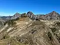 Yellow Aster Butte left of center, with Canadian Border Peak, American Border Peak, and Mount Larrabee in the background