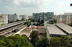 Aerial view of the town centre in 2025
