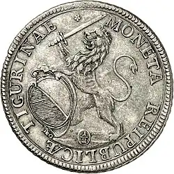 Moneta reipublicae Tigurinae: "coin of the Republic of Zurich"