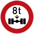Sign 263-8 Load limit per axle (8 tonnes)