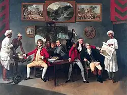 Johann Zoffany specialised in group portraits, often "conversation pieces" with gentle narrative content, and spent some years in India. c. 1786.