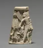 Decorative plaque which depicts a fighting of man and griffin; 900–800 BC; Nimrud ivories; Cleveland Museum of Art (Ohio, US)