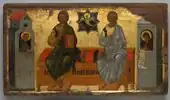 Icon of the New Testament Trinity; circa 1450; tempera and gold on wood panel (poplar); Cleveland Museum of Art (Cleveland, Ohio, US)